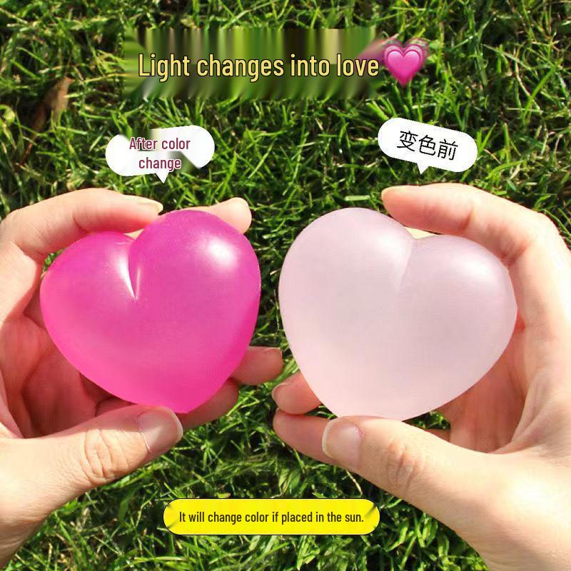 Jouet à presser Cœur qui change de couleur Xiaohongshu – Décompression à rebond lent pour enfants