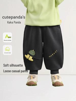 Kaka Panda Kids' Trendy Spring/Autumn Sports Pants: Unisex Casual Pants for Toddlers and Children