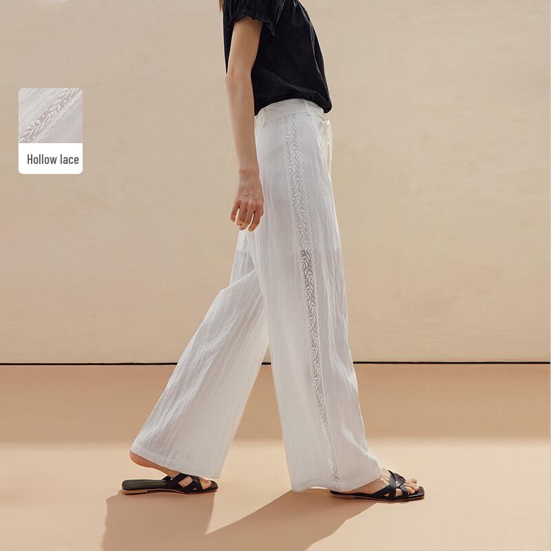 INMAN Women s French Lace Tie-Waist Wide-Leg Pants 27