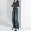 Fleece wide-leg jeans for women, trendy and versatile new winter high-waisted narrow version straight pants