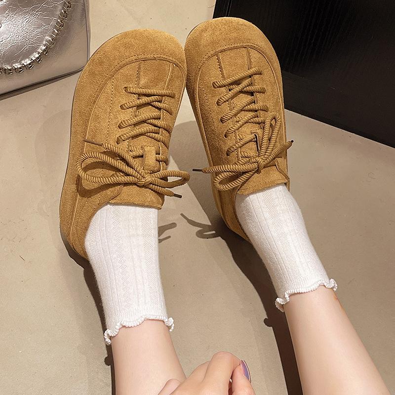 Grubopodeszwowe buty Doudou damskie jesienne nowe wszechstronne casualowe sznurowane z okrągłym noskiem tide