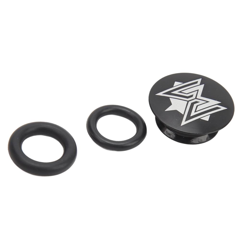 Kurbelgarnitur-Staubschutz, Kurbelarm-Staubkappe aus Aluminiumlegierung mit Gummiring für Mountainbikes, Rennräder, Schwarz