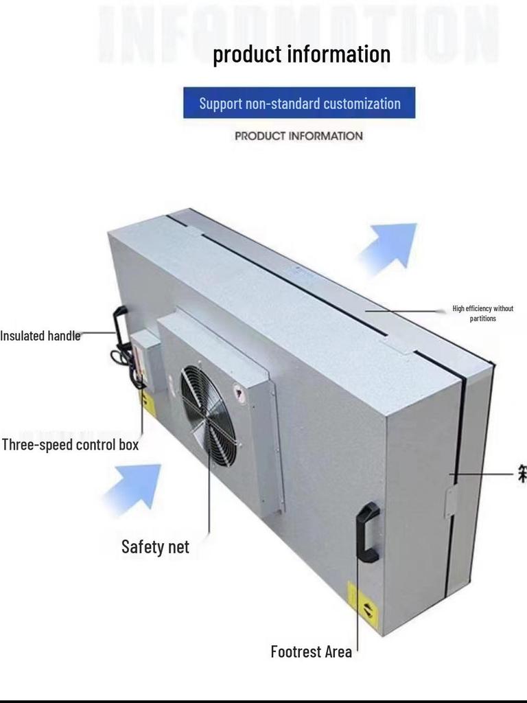 FFU Air Purifier Filter for Industrial Dust-Free Workshops, Class 100 Laminar Flow Hood