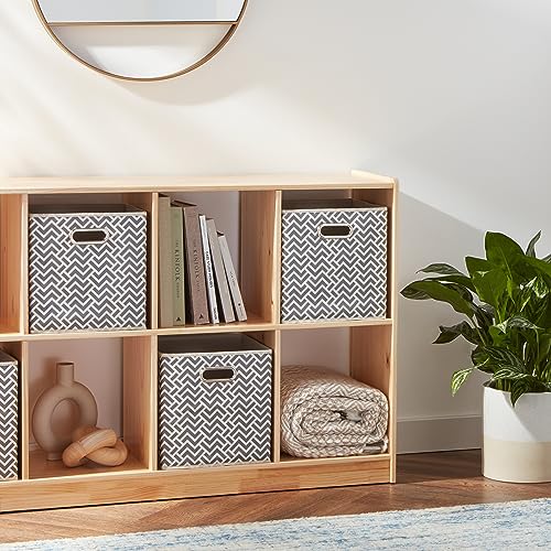 Basic Foldable Fabric Storage Boxes with Handles, Chevron Gray, Set of 6