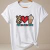 Peace Love Coffee TShirt Unisex Leopard Heart Graphic Tee Trendy Soft Breahable Short Sleeve T Shirt Casual Top Clothes