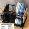 2 Layers Space Saving Dish Drying Rack Countertop Household Dish Storage Holder Kitchen Organizers And Storage With Drainboard