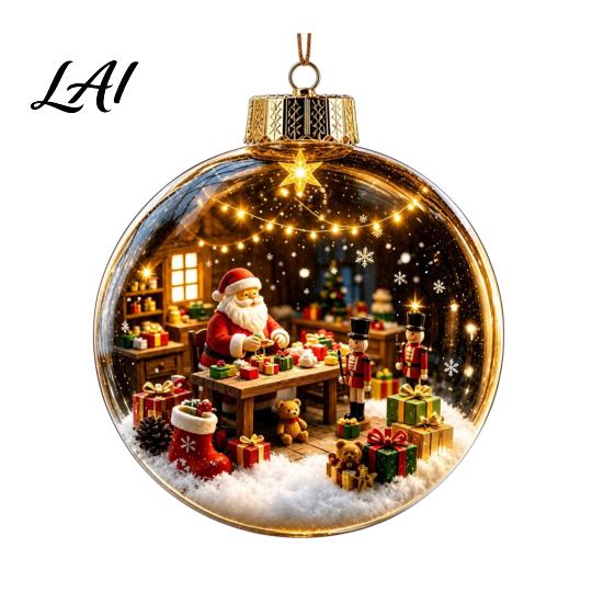 Warm Light Seasonal Ornaments Glowing Clear Christmas Ball Ornament Up Story Decoration with LED Decorative Garland Accents Light Mini Holiday Scene