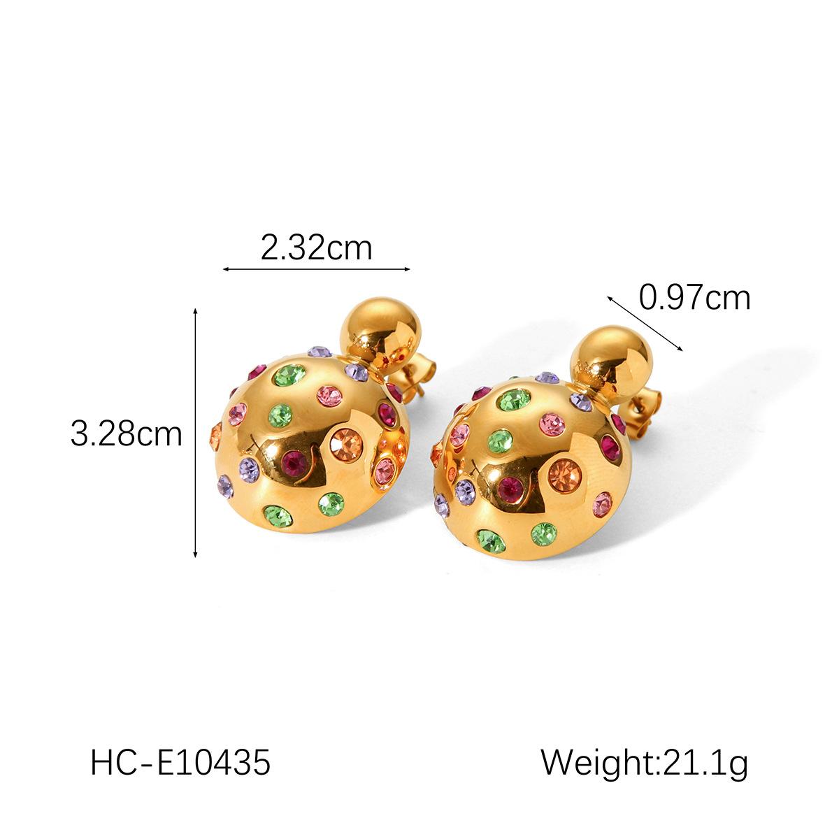 

Fashionable light luxury color diamond inlaid titanium steel stud earrings, French style high-end pearl earrings jewelry