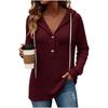 Women's Casual Long Sleeve Hooded V-Neck Loose Fit Top Color