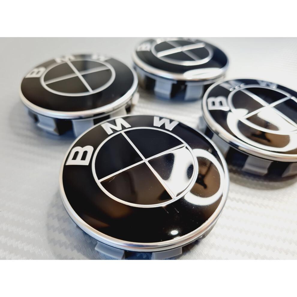 BMW Wheel Centre Caps Set of 4 - Full Black, 68mm Diameter (Part 36136783536, Code 294787083)