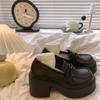 Design sense, one pedal, Mary Jane small leather shoes 2025 autumn new black versatile thick heel platform loafers women