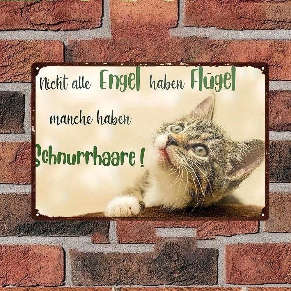 Adorable Cat Metal Sign, 8x12 Inch Frameless Iron Wall Art for Bedroom, Porch, Bar, Indoor & Outdoor Decor