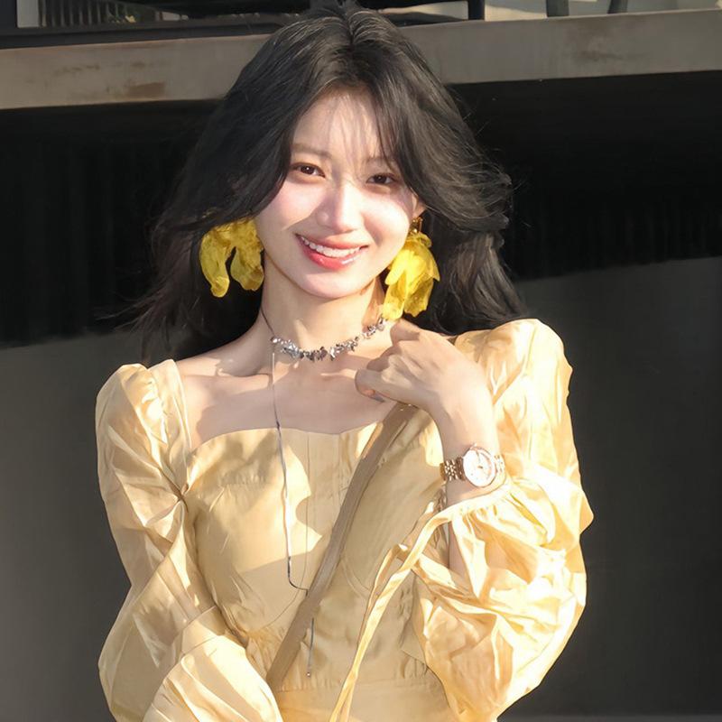 Small Fresh Grape Flower Fringed Earrings Korean Girl Heart Sweet Stud Earrings New Cute Versatile Earrings