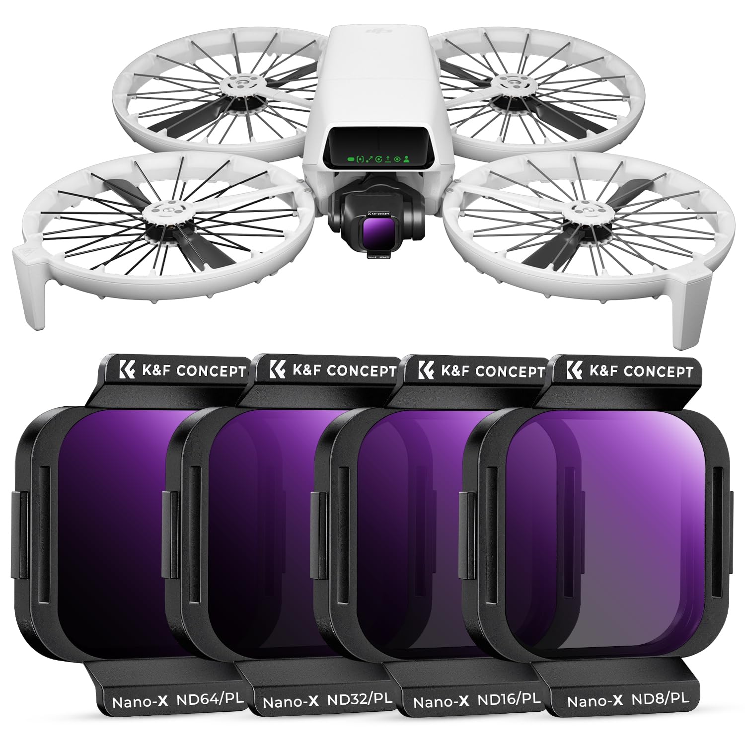 

Concept filter set for DJI Flip ND polarizing AGC optical nano K&F ND&PL (ND8&PL+ND16&PL+ND32&PL+ND64&PL) filter, filter, glass, 28-layer coating,