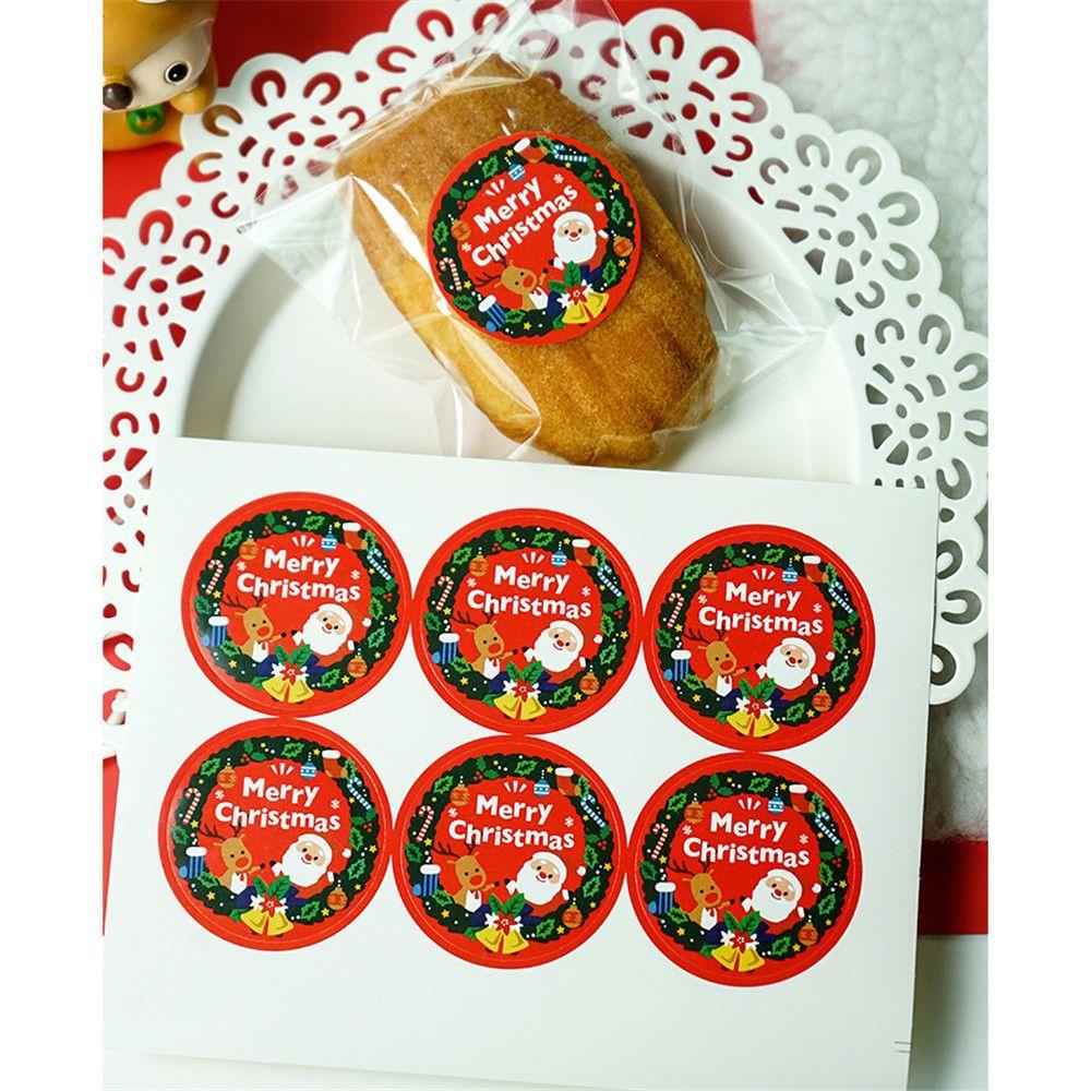 Decoration Package Label Biscuit Santa Claus Gift Paper Sticker Seal Labels Christmas Stickers