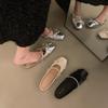 Flat Bottom Silver Bag Head Half Slippers Fairy Shoes Wear 2025 New Spring and Summer Bow Single Shoes Flexible