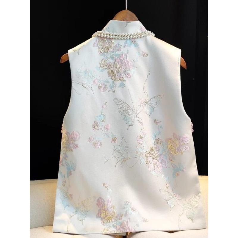 New brocade jacquard vest female spring and autumn 2025 vest original