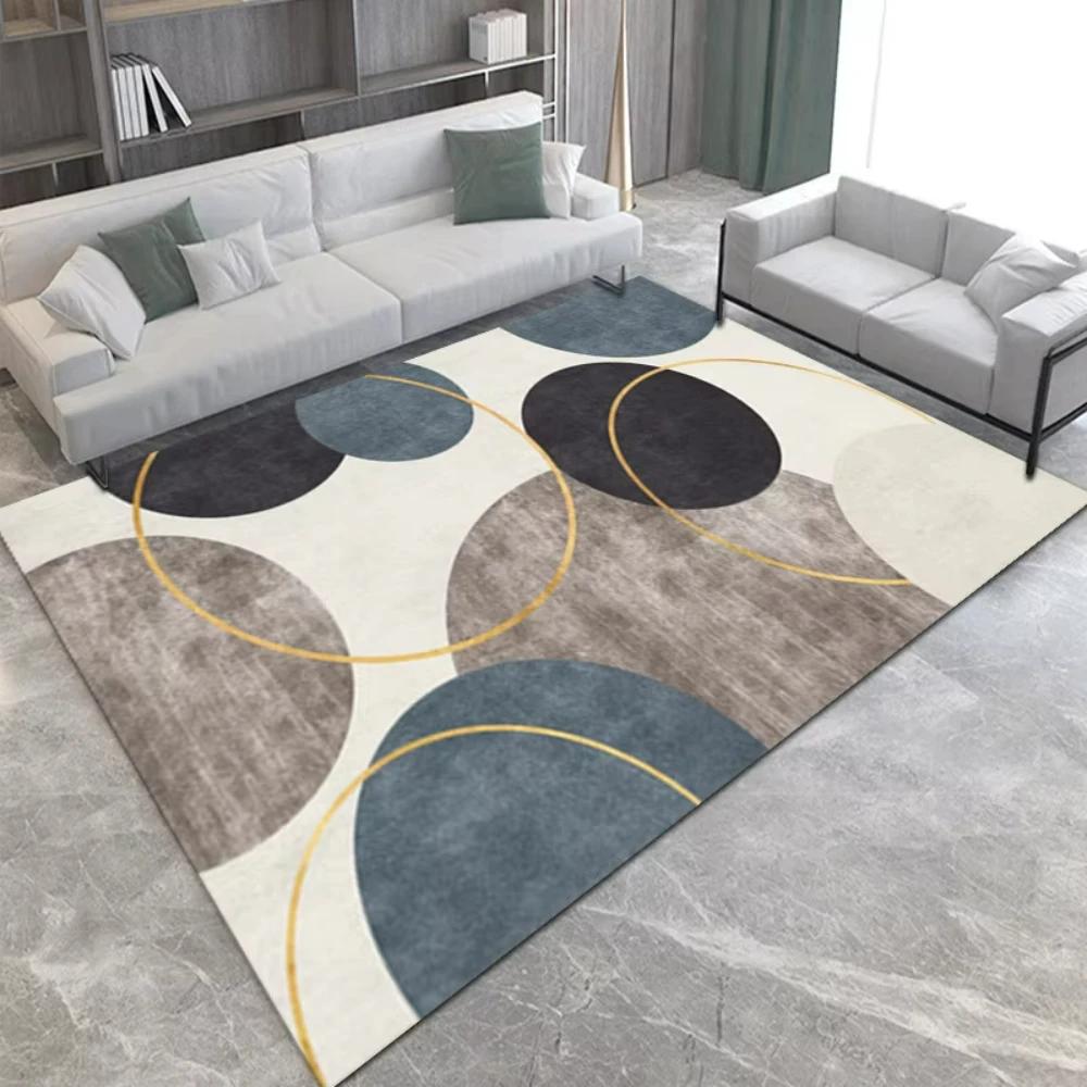 Luxury Geometric Printed Carpet for Living Room Decor Sofa Coffee Table Rugs Bedroom Lounge Kitchen Nonslip Floor Mat Doormat