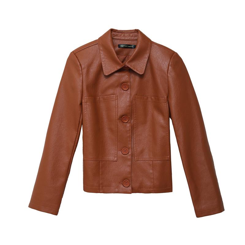 PU Leather Women's Short Jacket Women's Korean Version of Loose Large Size Women's Fashion Motorcycle Leather Jacket