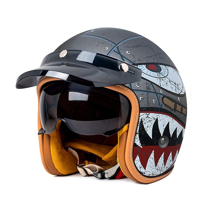 Three-quarters retro helmet motorcycle helmet motorcycle brigade equipped with cruise pedal motorcycle helmet 3/4 helmet visor h