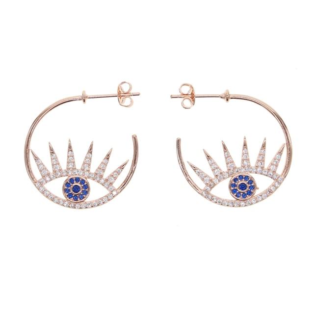 

Новые стили классические модные большие серьги-кольца с дурным глазом с белым синим фианитом, приносящие удачу женщинам, круглые изящные ювелирные изделия