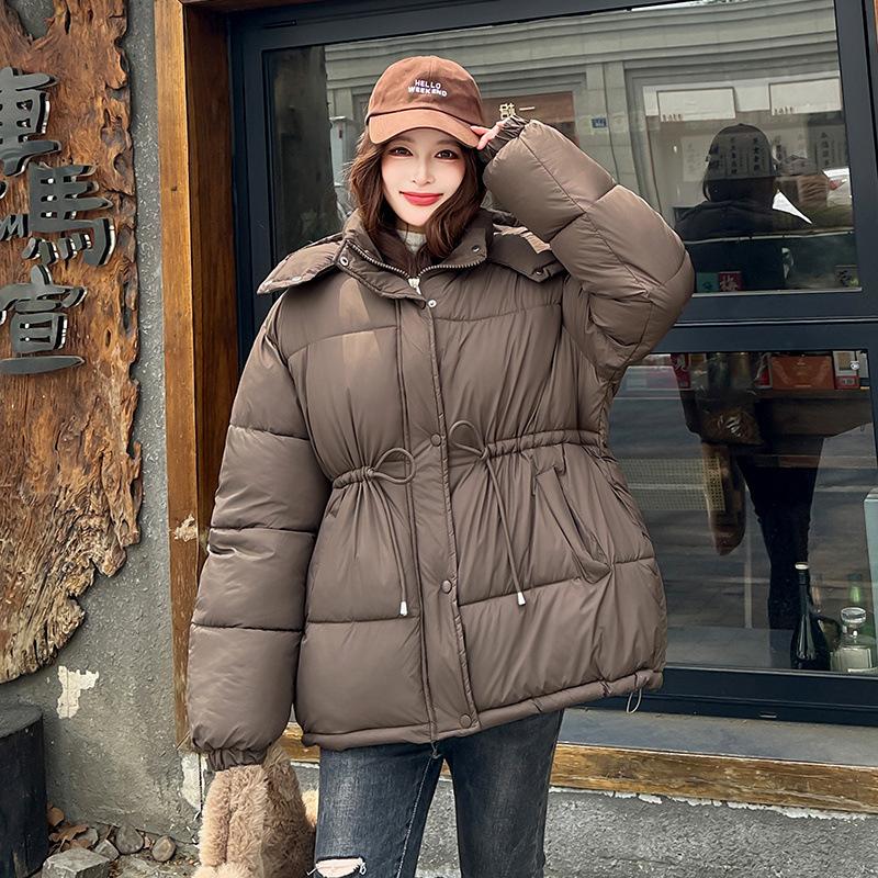 Jachetă de iarnă groasă și călduroasă pentru femei, scurtă, cu glugă detașabilă, rezistentă la vânt