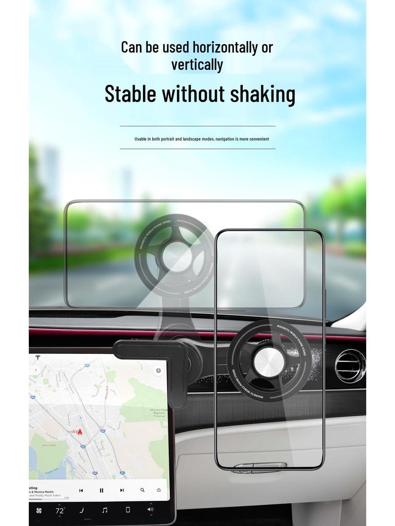 Universal Magnetic Car Phone Holder for Central Control Display - Non-Damaging Stand