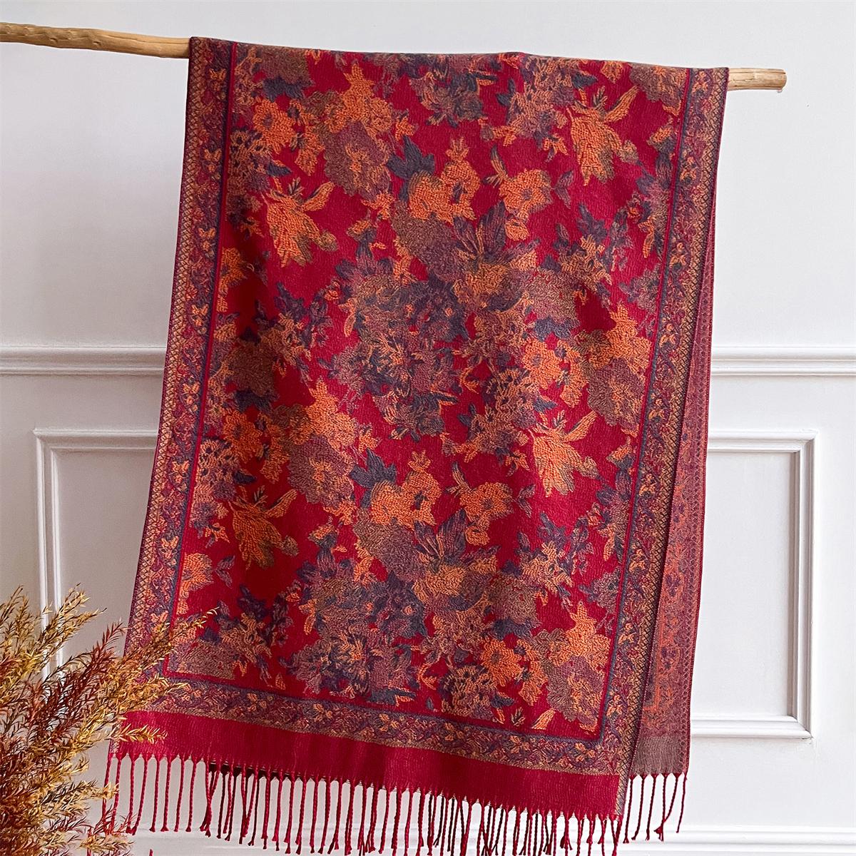 

68*180cm Winter Warm Women Scarf Ethnic Style Blanket Thick Pashmina Jacquard New Shawl Wrap Cashmere Neckerchief Poncho Stoles 68x180cm