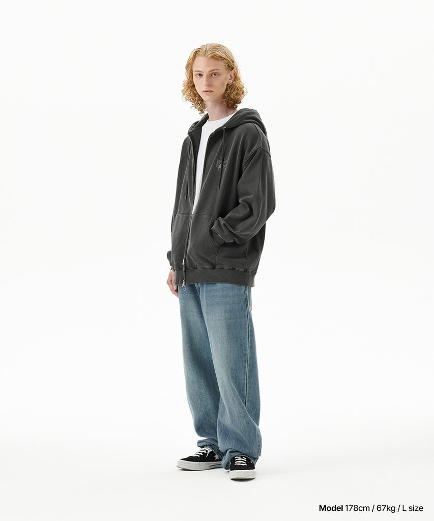 Mahagrid Sun Logo Pigment Zip Up Hoodie Charcoal(Mg2Dfmm430A)