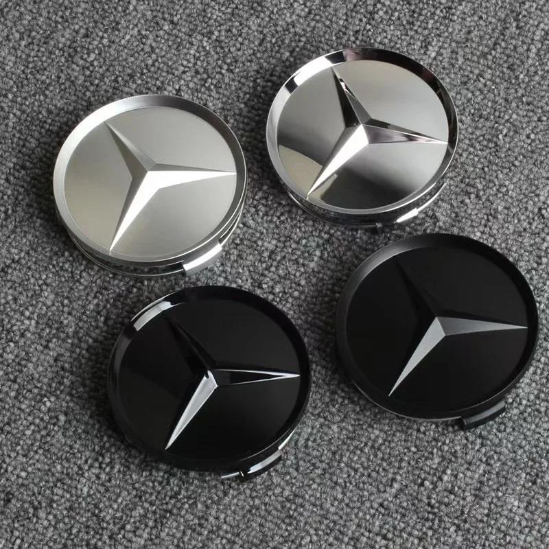 New 2025 Hot 4pcs 75mm Car Wheel Hub Cap Emblem for Mercedes Benz C180 E300 ML350 GLC W163 W166 W167 W204 W205 W212 W213 X253 W1