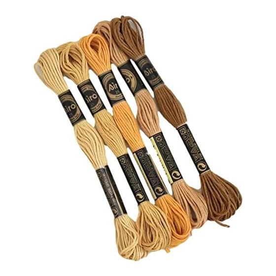 MYmama Embroidery Thread 5 Colors Set Approx. 8m No. 25 (Dull Yellow to Ocher 162-10)