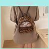 Fashion Leopard Print Backpack For Women With Nylon Material And Pouch Pocket For Daily Use