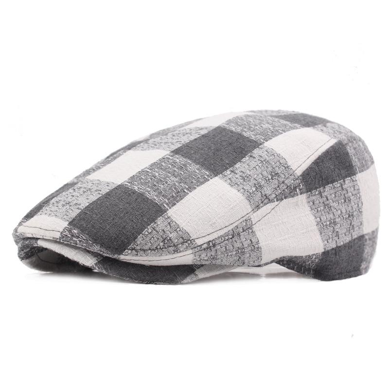 Cotton Cap Women's Plaid Beret Forward Cap Men's Sun Hat