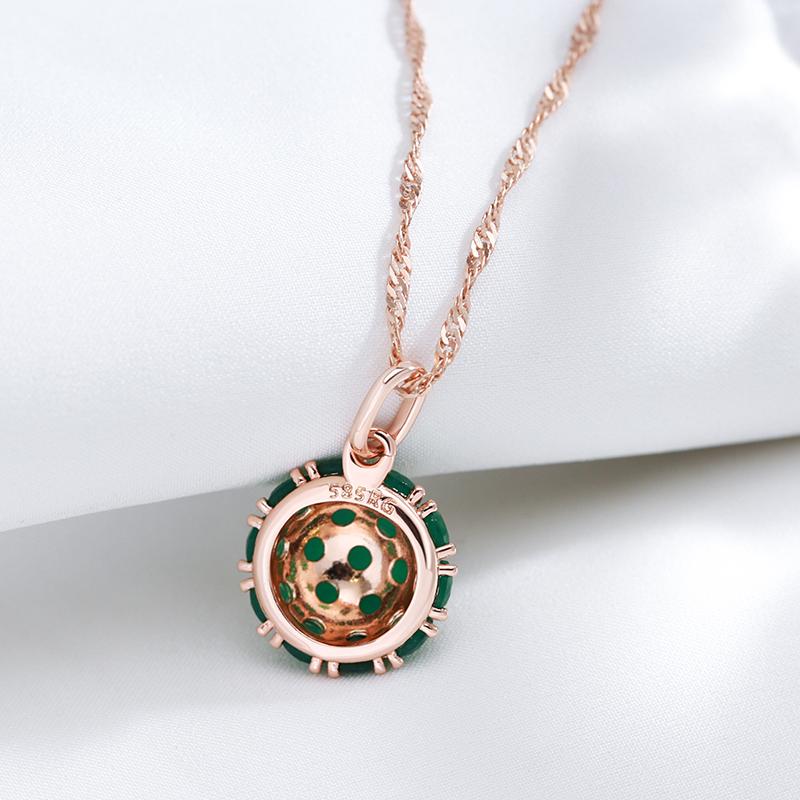 Unusual Full Sparkling Green Natural Zircon Pendant Necklace For Women Luxury  Rose Gold Color Party Daily Fine Jewelry