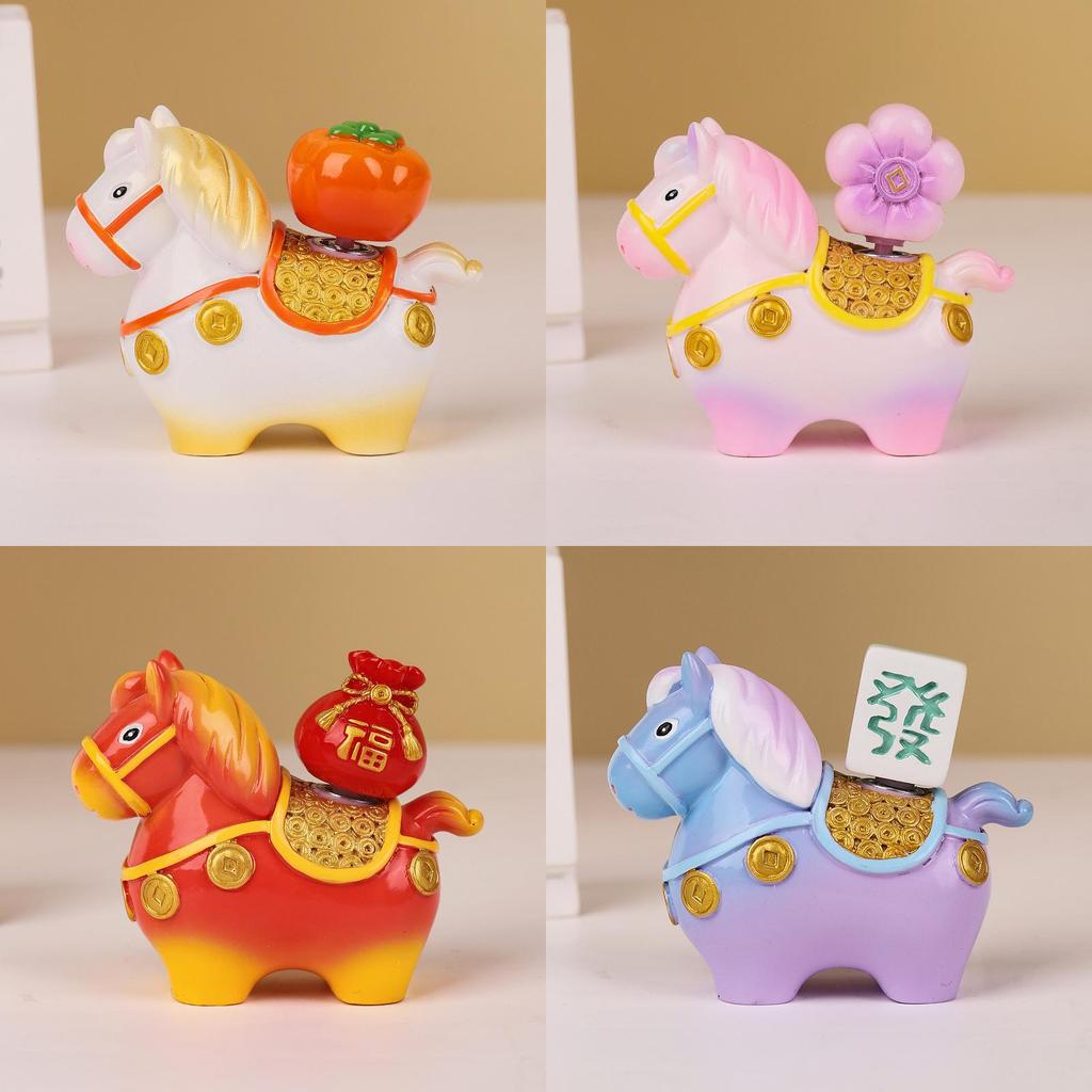 Small Pony Fortune Resin Desk Ornament With Lucky Symbols For Office Decor And Giftgiving