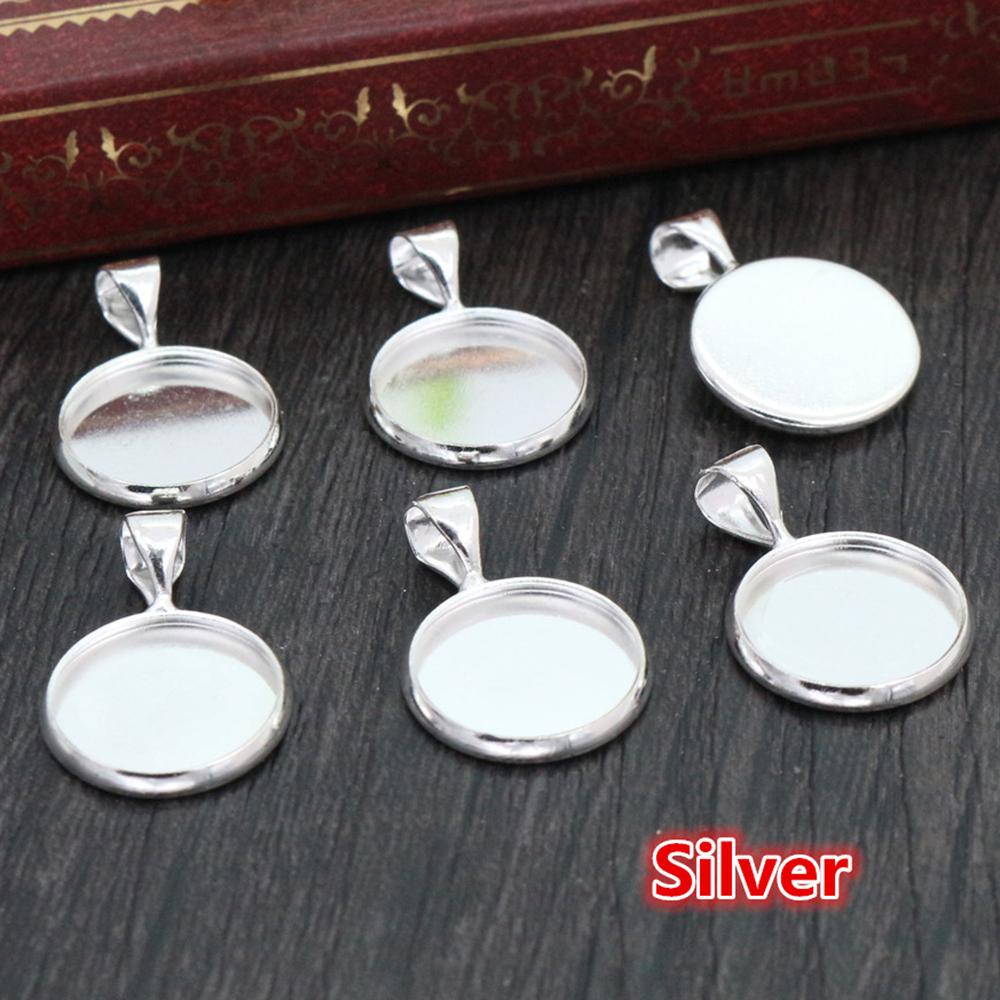 20pcs 12mm Inner Size Simple Pendant Cabochon Cameo Blank Base Setting Bezel Tray Charm for Earrings Bracelet Necklace Findings 