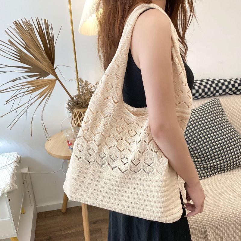 New Spring and Summer Hollow Knitted Handbag Women's Shoulder Large-capacity Tote Bag Lazy Slack Bag