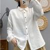 Women White Shirts Double Cotton Yarn Blouses Long Sleeve Color Button Lady Tops Female Clothes 2026 Spring New Arrivals