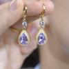 Long Water Drop Pendant Earring for Women Geometric Baroque Palace Style Purple Crystal Exaggerated Vacation Party