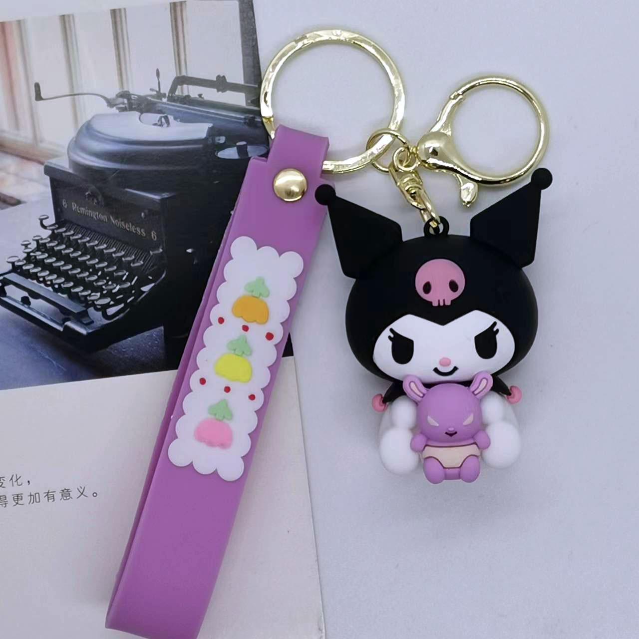 

New Cross-border Creative Cartoon Sanrio Kuromi Doll Keychain Bag Car Keychain Accessories Gift Kawaii Cute Personalized Gifts