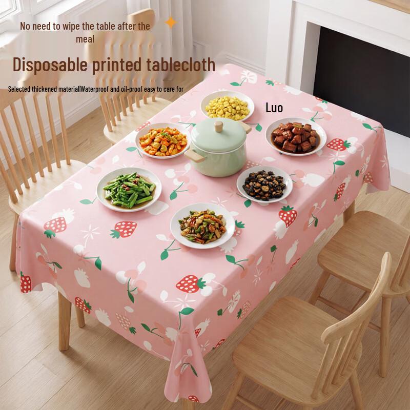 Disposable Strawberry Printed Tablecloth Set