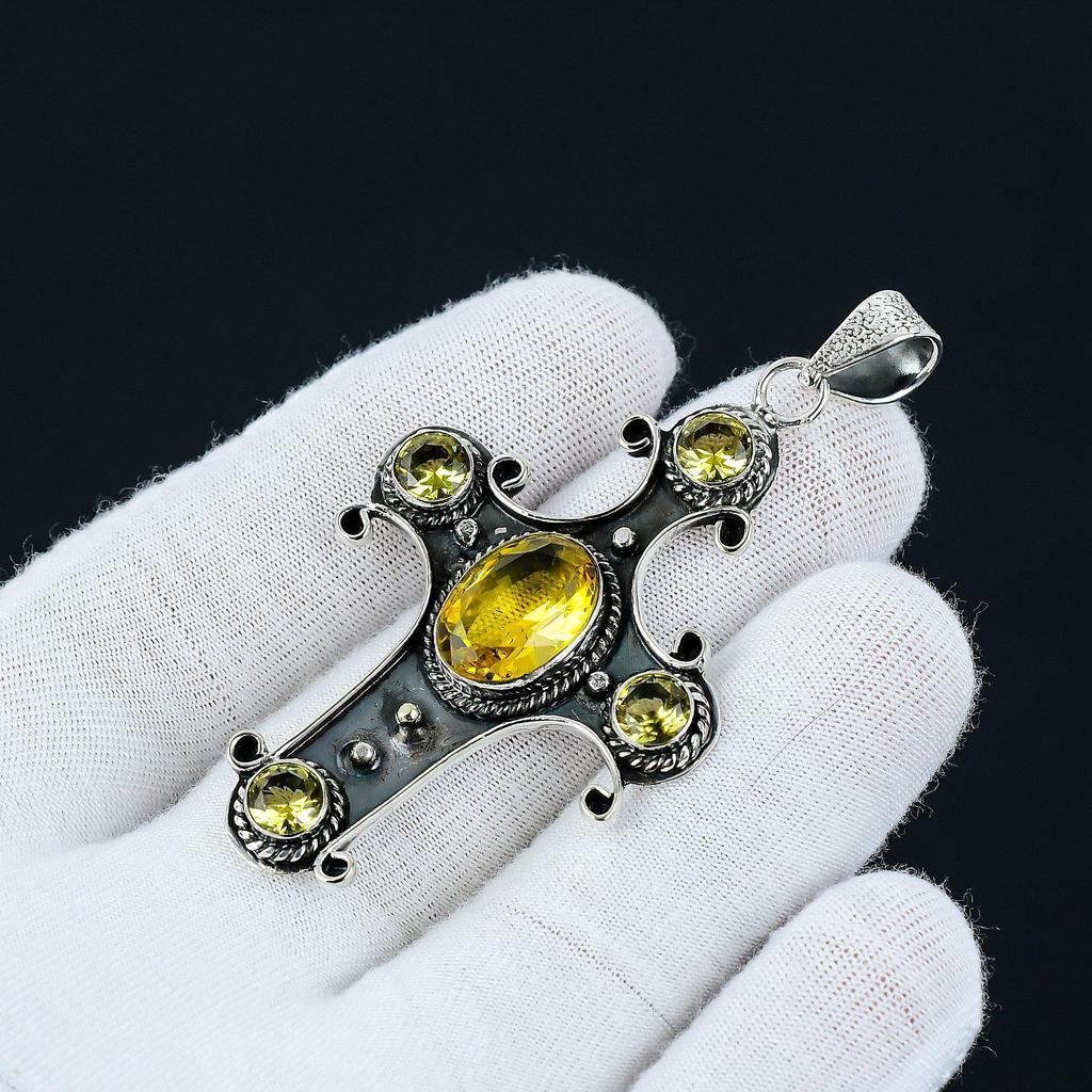 Citrine Gemstone Handmade 925 Sterling Silver, Genuine Citrine Necklace, Citrine Jewelry , Gift for Her Mom's Gift Wedding Anniversary Gift