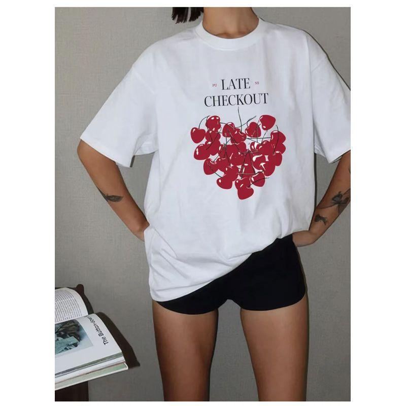 Western Style Fashion Casual Loose Print Short Sleeve Cotton T-shirt Top Loose Printed T-shirt Top