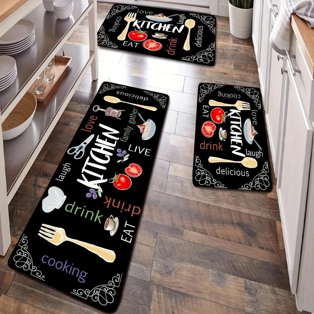 1PC Checkerboard Pattern Kitchen Rugs Non-Slip Door Mats Pop Design Living Room Rugs Bath Mat Carpet for Home Sink Laundry Decor
