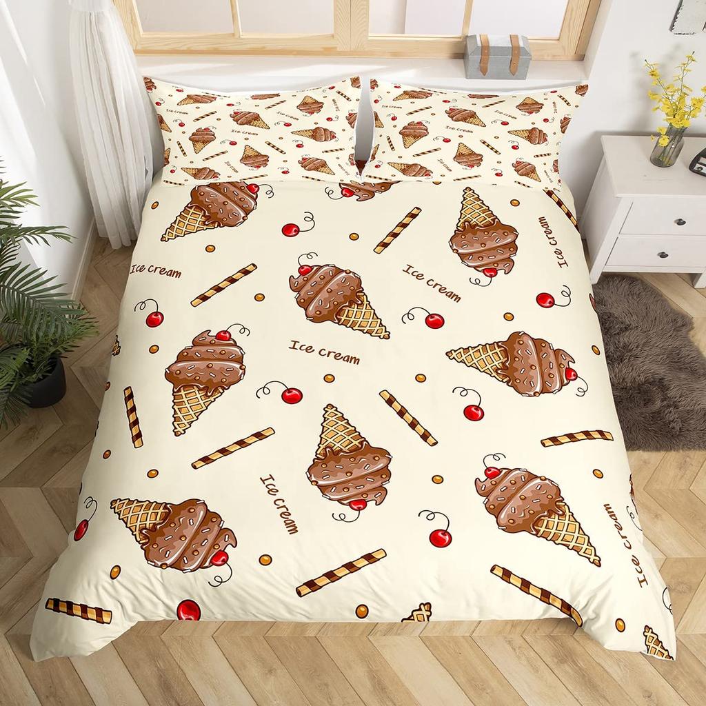 Chocolate Bedding Set Dessert Theme Comforter Cover Set for Child Youth Lady,Food Fluid Duvet Cover Novelty Funny Quilt Cover