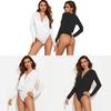 Polyester Fabric Deep V Neck Jumpsuit With Irregular Design For Fall Fashion Women