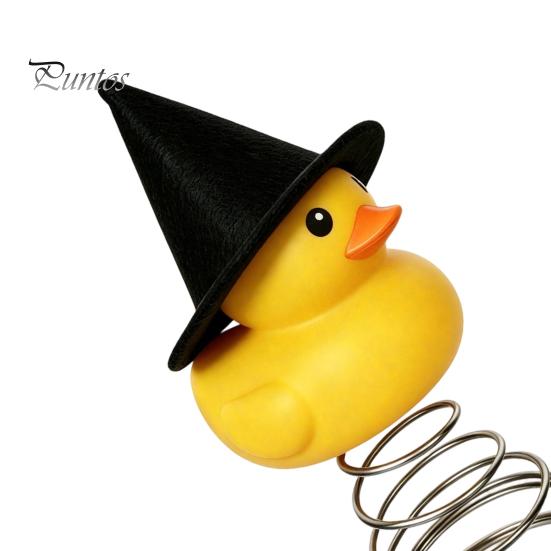 Cute Duck Ornament Halloween Tree Topper, Small Witch Topper with Trick Or Treat Metal Spring Base for Gothic Home Decor, Holiday Party Supplies