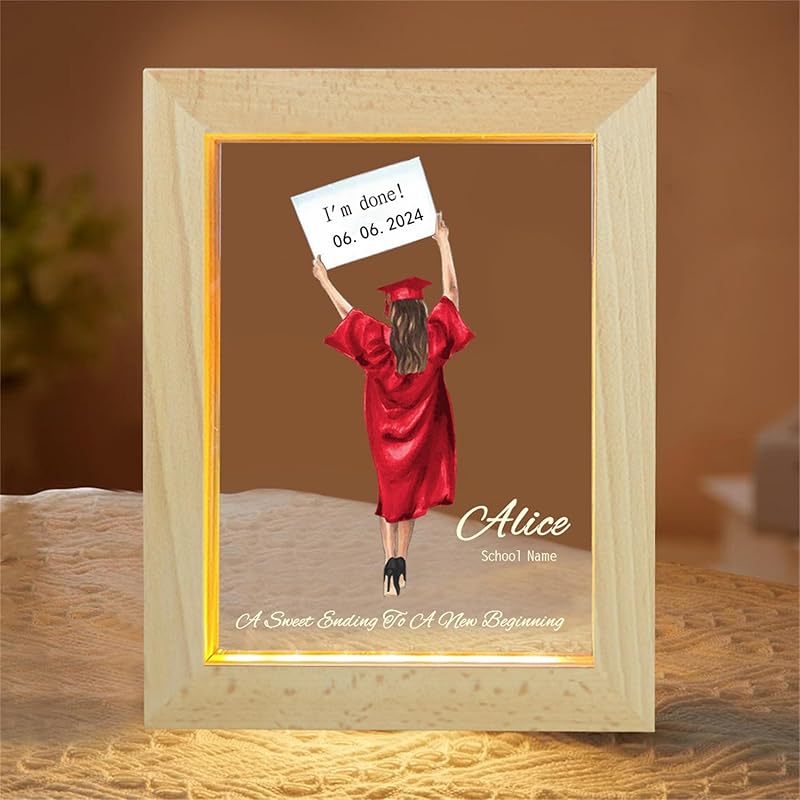 Personalized Graduation Lamp Gifts for Her Custom Class of 2024 Graduation Acrylic Plaque Night Light Congrats Grad Gift for Daughter Son Class of