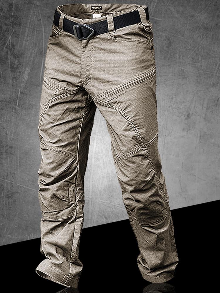 Men's Slim Fit Tactical Cargo Pants - Water-Repellent, Military-Style, for Spring/Autumn Outdoor Work and Training.