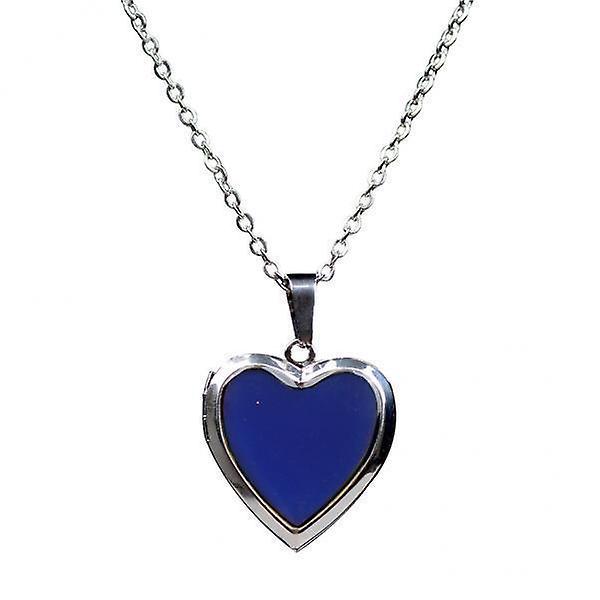 6xHeart Mood Gem Photo Frame Change Color Emotion Feeling Pendant Necklace